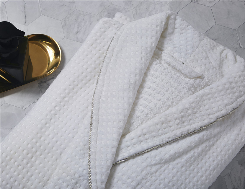 Warm 100 Cotton Men's Hotel Check Velour Bathrobe