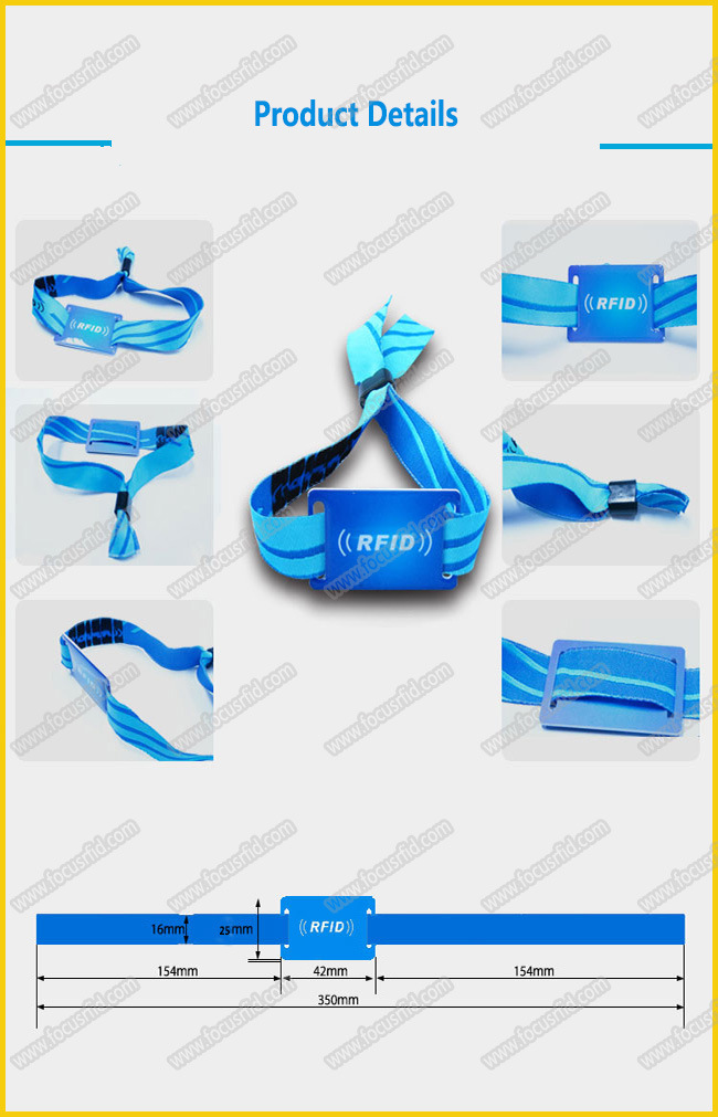 Wholesale Mf 1K Bracelet Printing Elastic Fabric RFID Wristband for Waterpark
