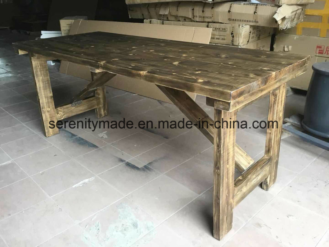 Restaurant Furniture 6 Seater Wooden Outdoor High Bar Dining Table