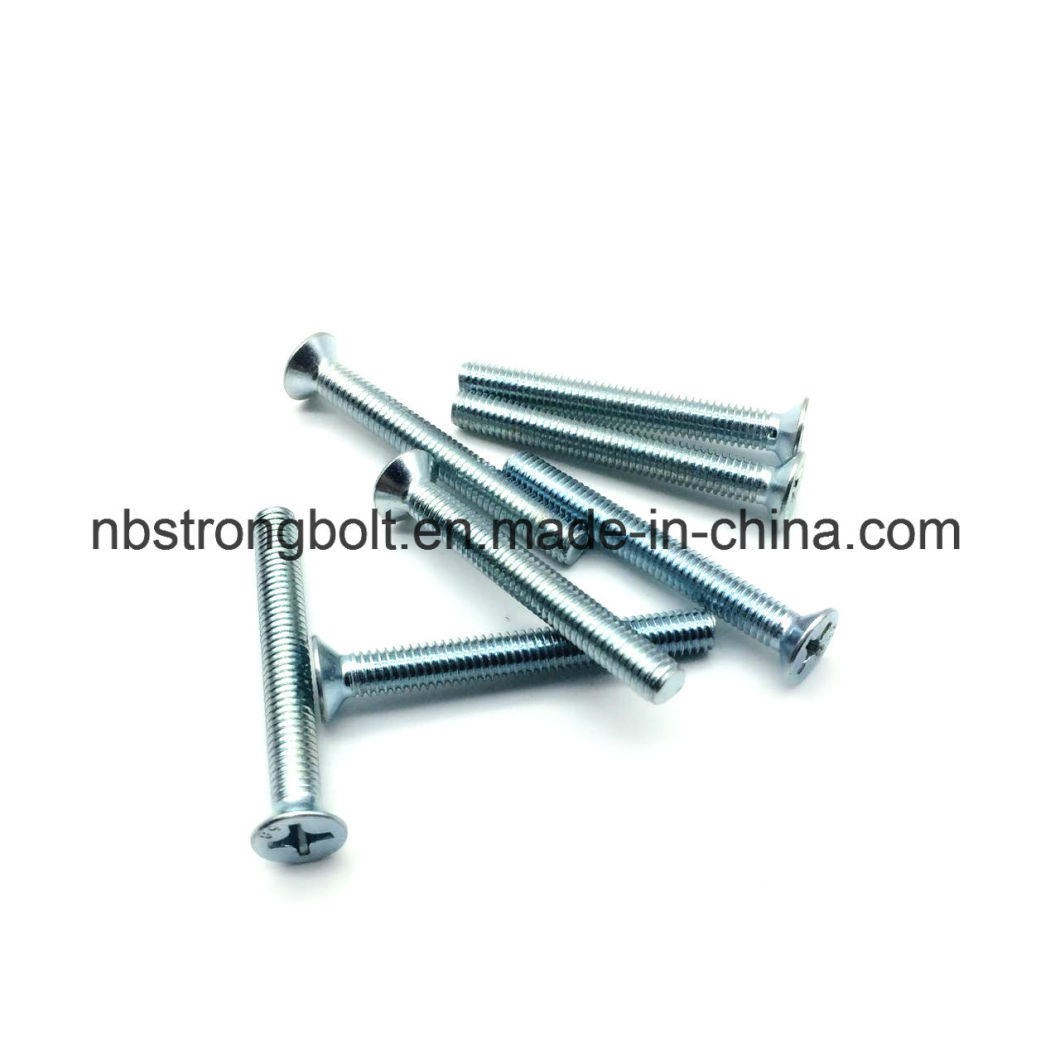 DIN965 pH Cross Recessed Countersunk Flat Head Screws, Machine Screws M4X30 with Zinc Plated