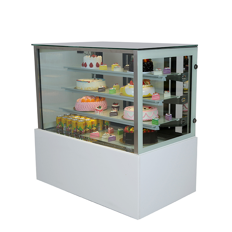 Square Glass Cake Showcase Display Cabinet with Marble Body