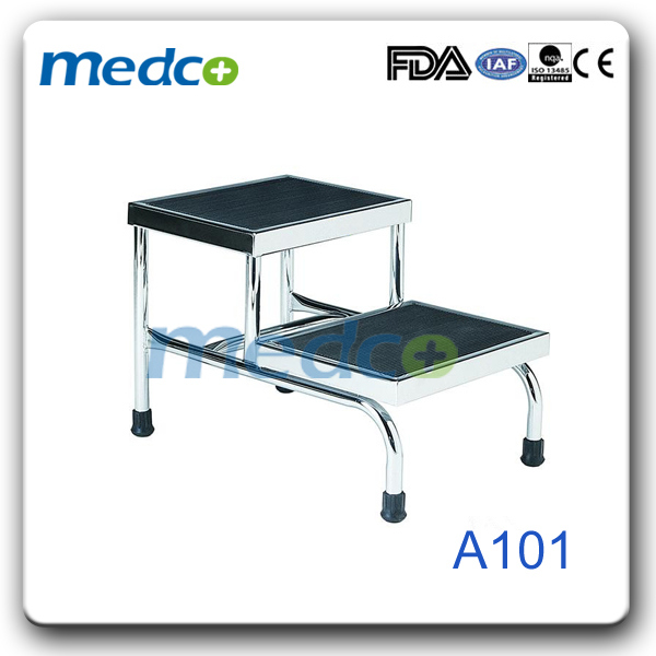 Medical Ward Room Furniture, Hospital Anti-Skidding Double Step Stool with Rubber Surface