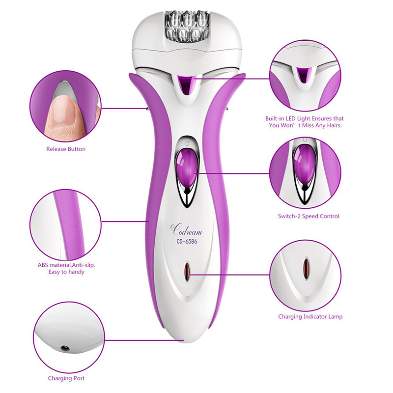 4-in-1 Rechargeable Electric Epilator, Lady Shaver, Callus Remover for Men or Women