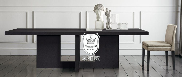 Black Oak Wood Hotel Dining Table and Chairs for 6-8 People