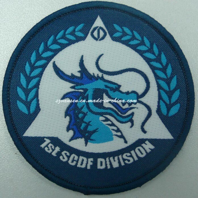 Custom Round Woven Patch/ Army Emblem on Polyester Fabric