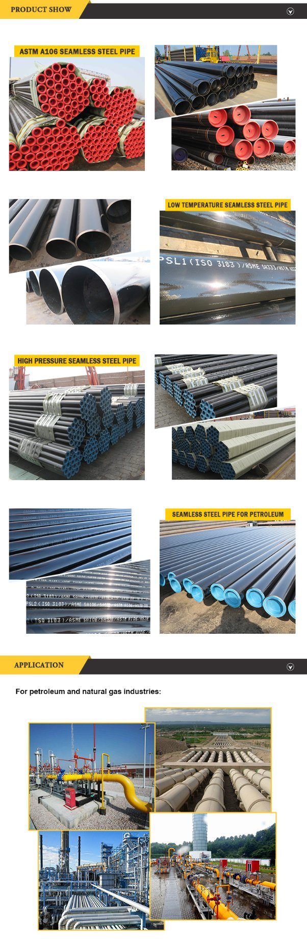 2018 API 5L ASTM A106 A53 Seamless Steel Pipe Used for Petroleum Pipeline