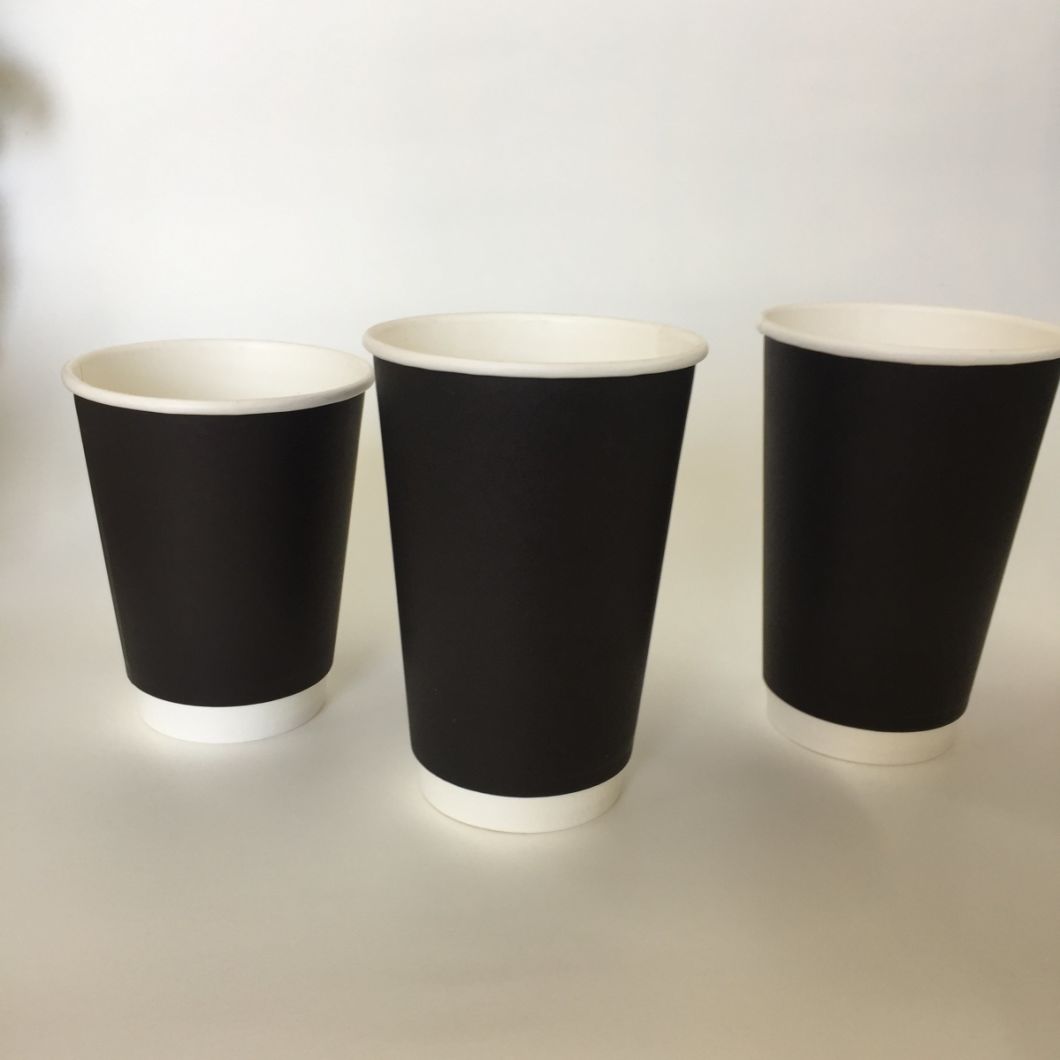 8oz 12oz 16oz Take out Double Wall Hot Coffee Drinks Paper Cups with Plastic Lid