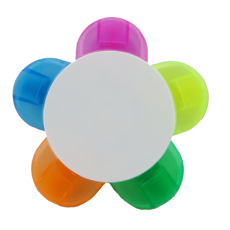 Promotional Colorful Flower Shaped 5 Colors Marker Highlighter