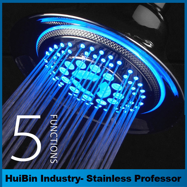 China Manufacturer Colorful LED Lights Changes Automatically According to Water Temperature Showerhead