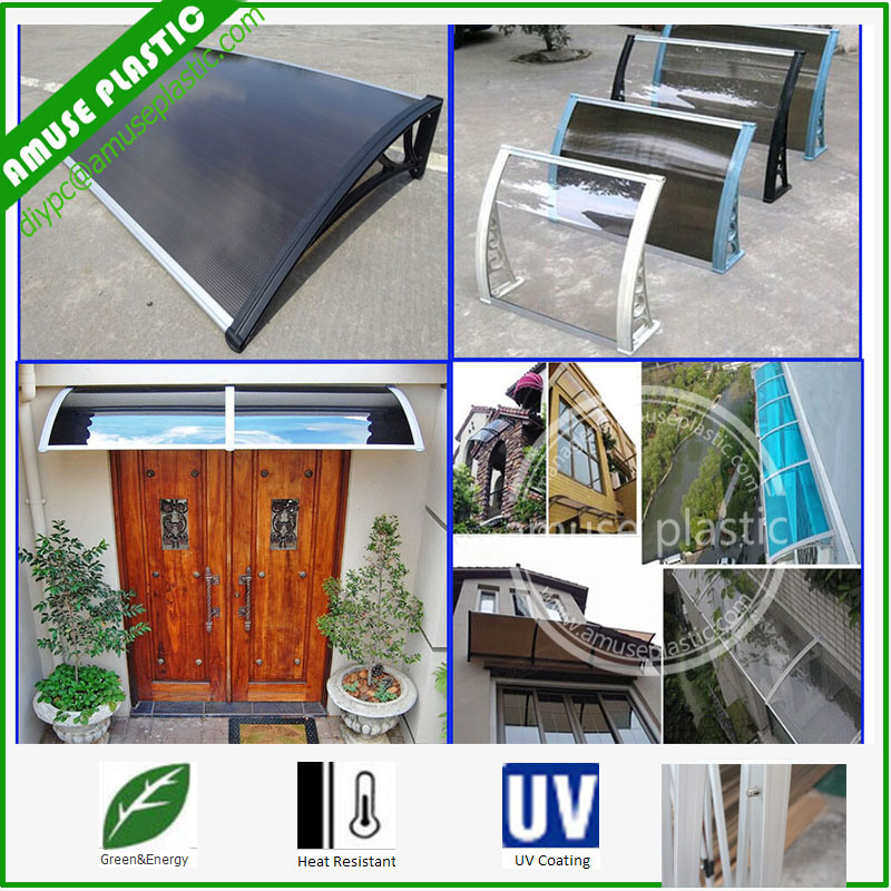 Easy to Fit Polycarbonate Door Canopy Window Awning Patio Covers