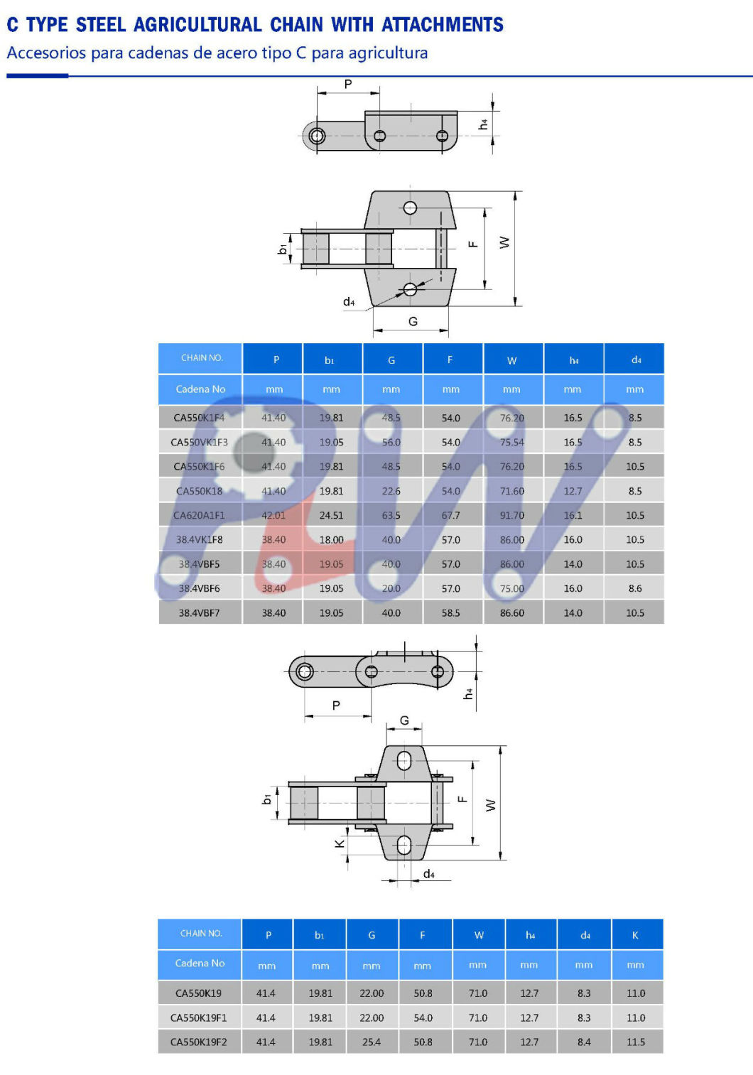 C Type Steel Agricultural Chain (Applied in agricultural machine)