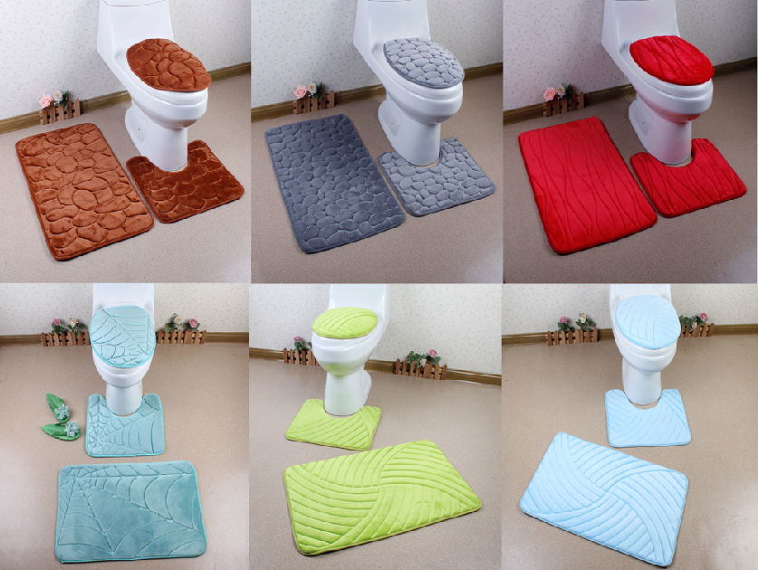 Memory Foam Anti-Slip 3PCS Bath Mat Set for Home Bathroom