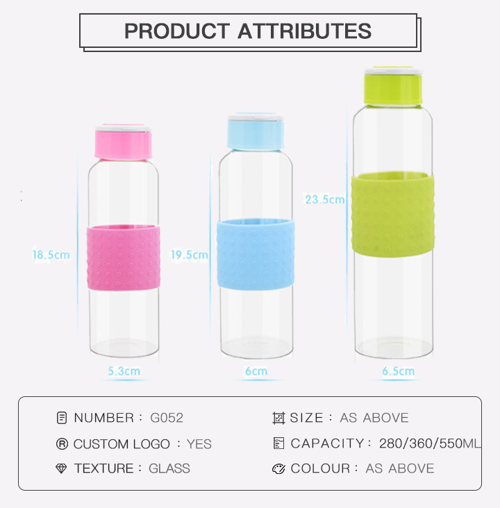 Outdoor Sport Glass Water Bottle with Tea Infuser, Tea Tumbler