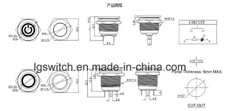 12mm Starter Boat Horn Momentary Steel Metal Push Button Switches