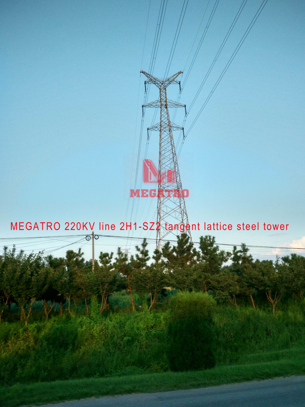 Megatro 220kv 2h1-Sz2 DC Tangent Transmission Lattice Line Steel Tower