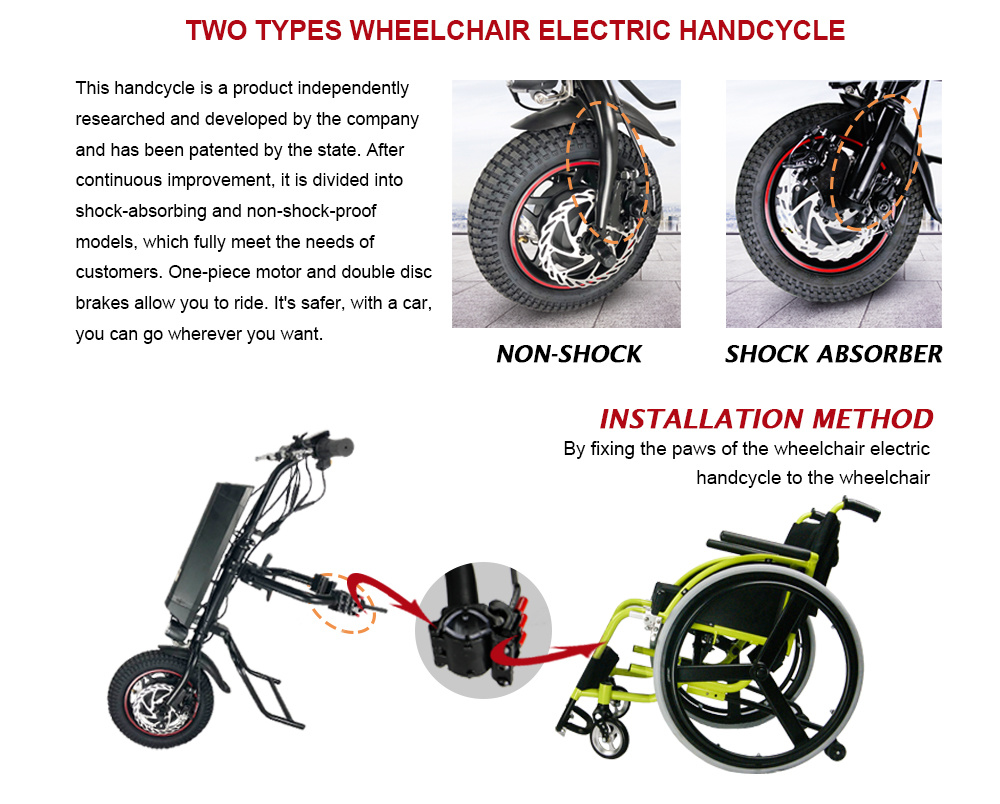 Cnebikes Handbike 36V 350W Electric Handcycle Wheelchair Attachment with Lithium Battery