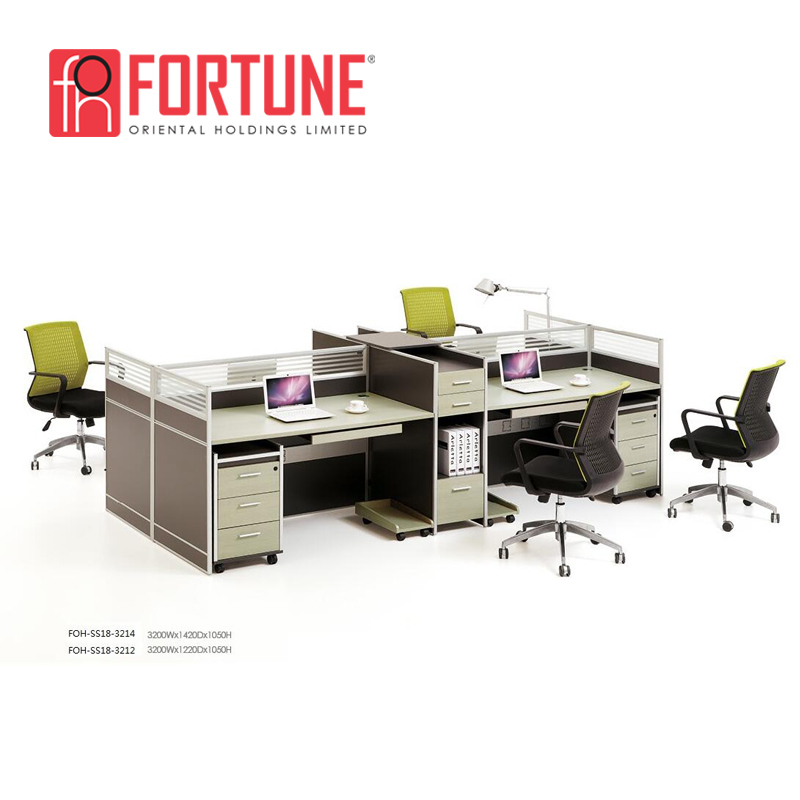 MFC Wooden Office Furniture Workstation Design 4 Seat Cubicle (FOH-SS18-3214)