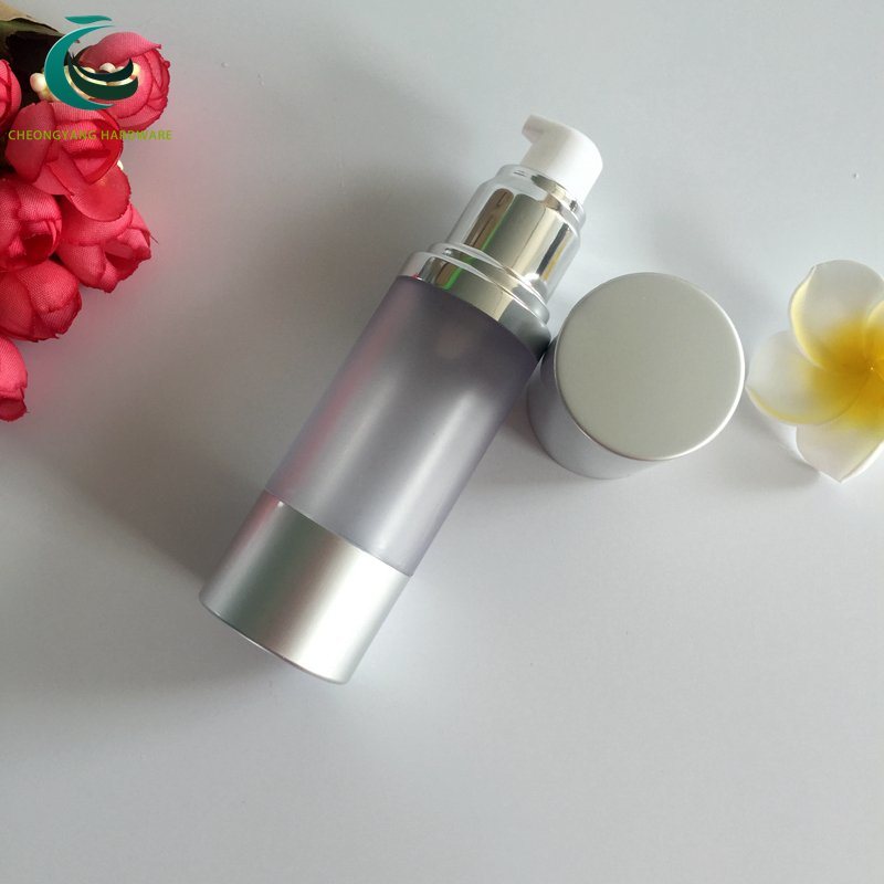 Manufacture Aluminum Shiny Matte Silver Airless Pump Bottle High Quality