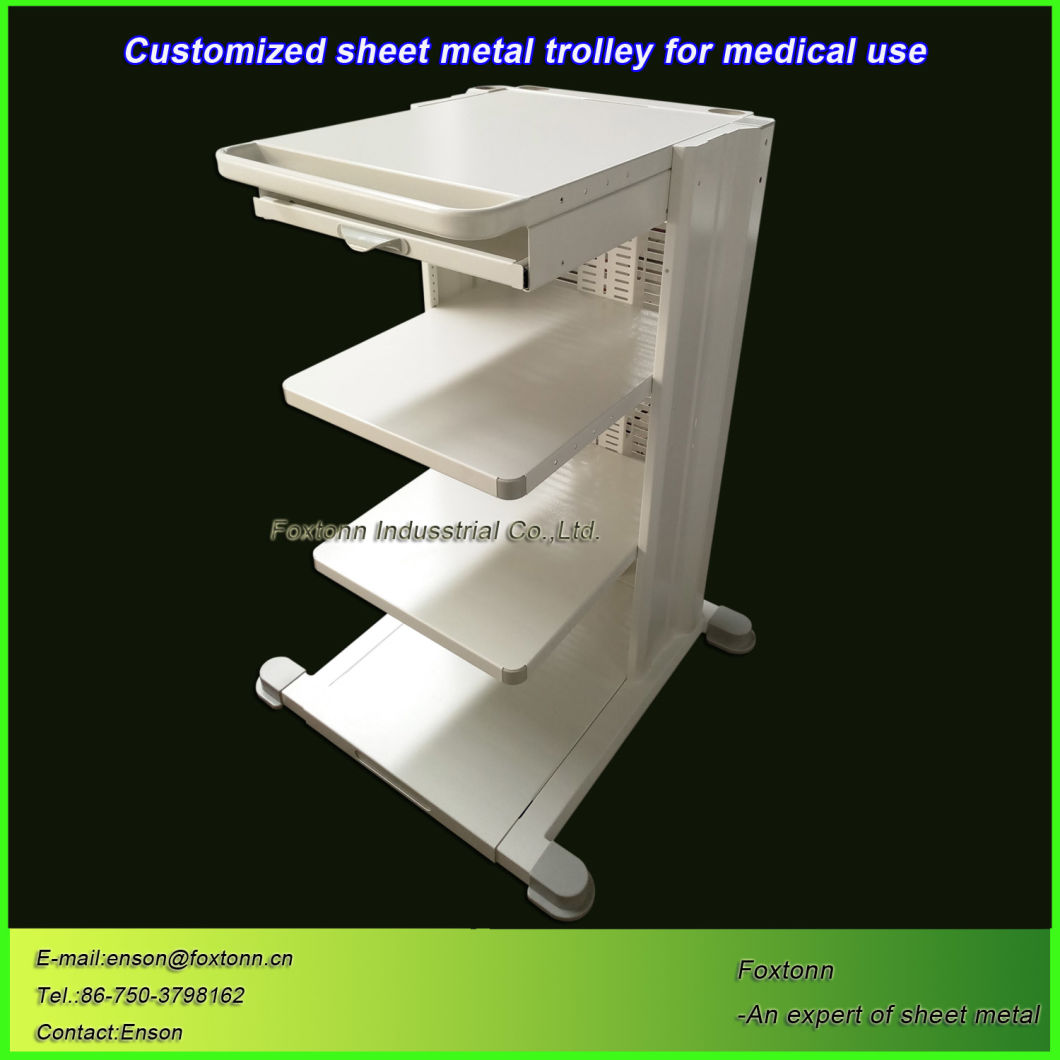 Sheet Metal Fabrication Customized Hospital Trolley for Medical Equipment