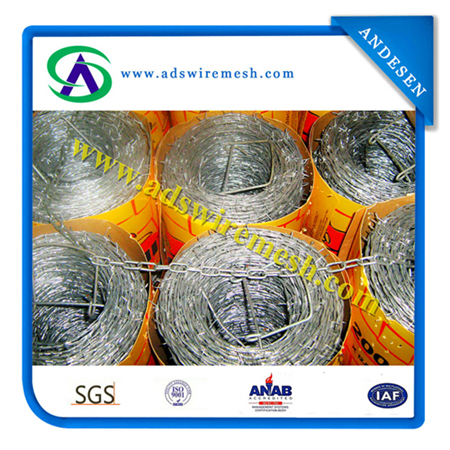 Galvanized Barbed Wire, Iowa, Motto, Bwg14*14 Bwg16*16 200m/250m/400m/500m for Brasil, Peru (Anping factory)