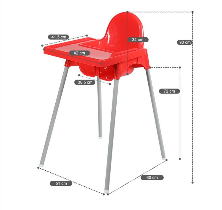 Safety Plastic Material Baby Dining Chair with Belt