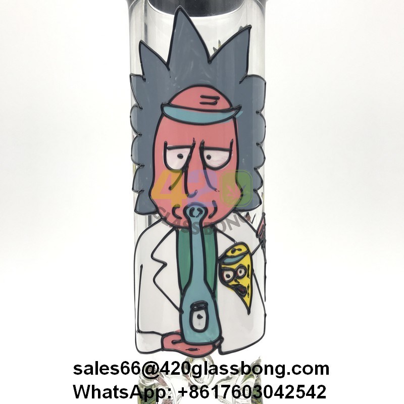 3D Rick and Morty 7mm Thickness Heady Glass Beaker/Waterpipe/Pipe Glass Crafts