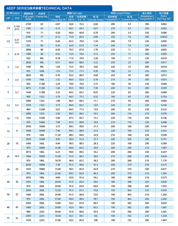 AEEF Series Three Phase Asynchronous Induction Motor