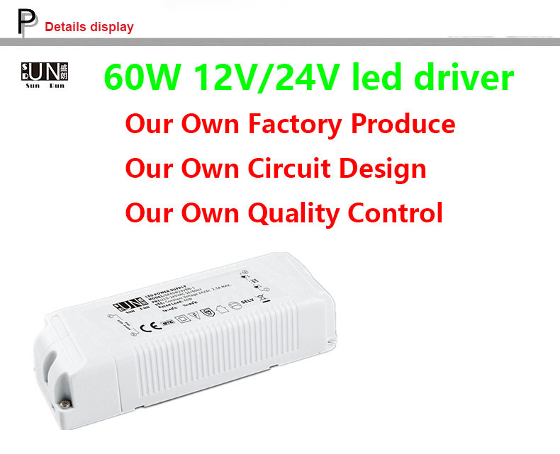 Ce Constant Voltage 60W 12V Strips Power High PF for LED Strips