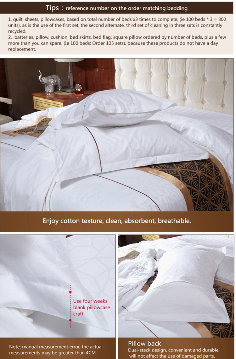 Hotel Supply 100% Cotton Bed Sheet Sets Duvet Cover Set Bedding