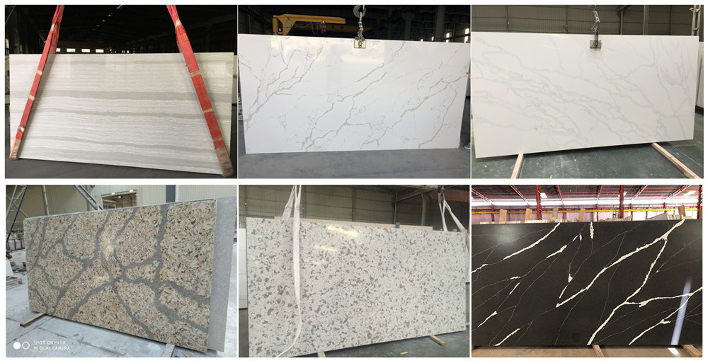 White/Black/Calacatta White/Calacatta Black/Wood Vein Quartz Slabs