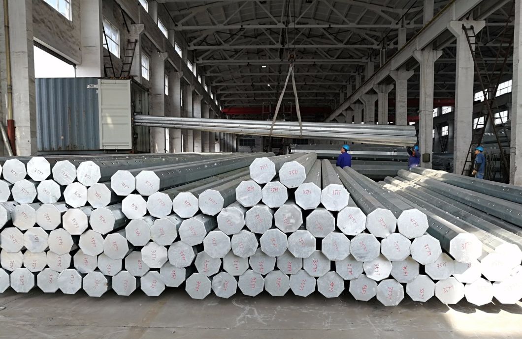 35FT Q345 Material Thick 3mm Galvanized Electric Steel Pole