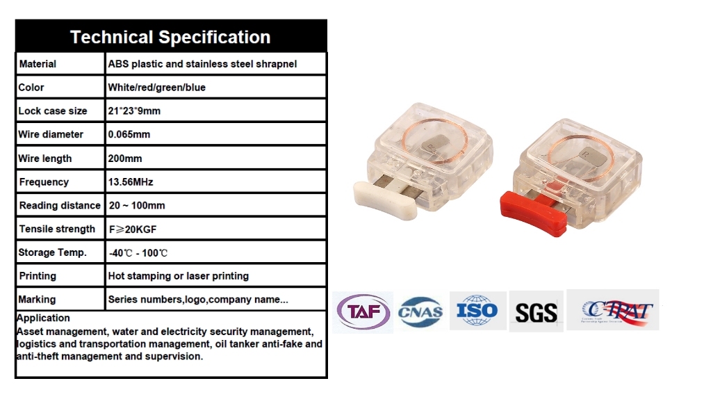 Anti Tamper Hf 13.95 MHz RFID Plastic Twist Tight Meter Seal