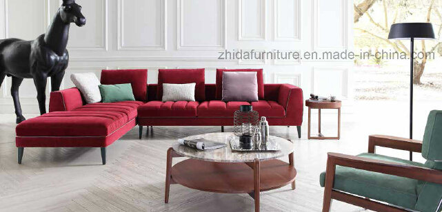 Italian Modern Designs Genuine Leather/Fabric Corner Sofa