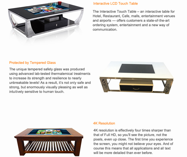 Yashi 42 Inch Anti Explosion Glass HD Android Touch Screen Coffee Table