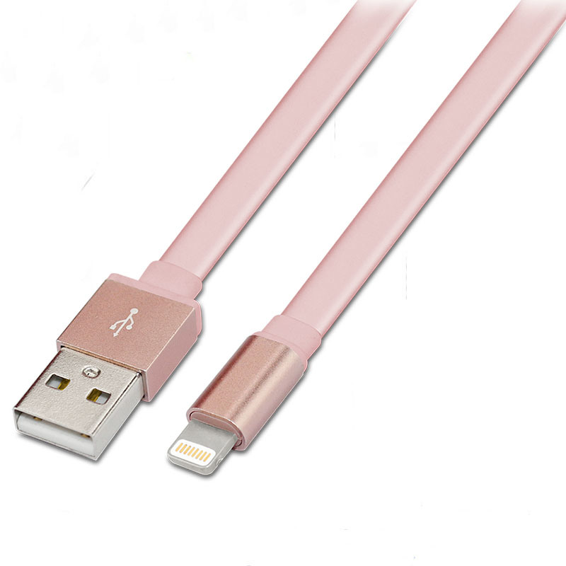 Mfi Certified Factory USB Lightning Cable, Aluminum Shell Flat Noodle Shape Fast Charging Cable for iPhone7/7 Plus 6/6s Plus 5/5s/5c/Se, iPad Mini /Air, iPod