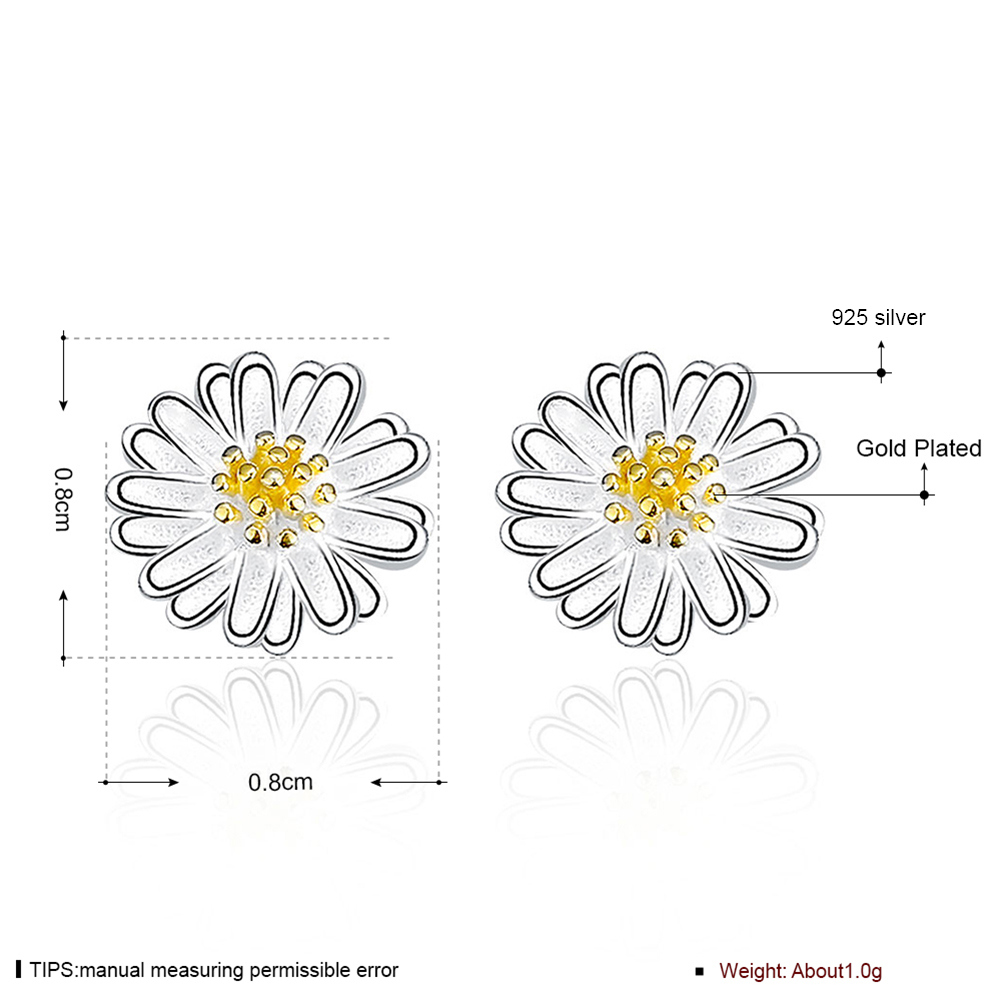 925 Sterling Silver Flower Shape Ear Stud Lovely Design Earring for Your Girl