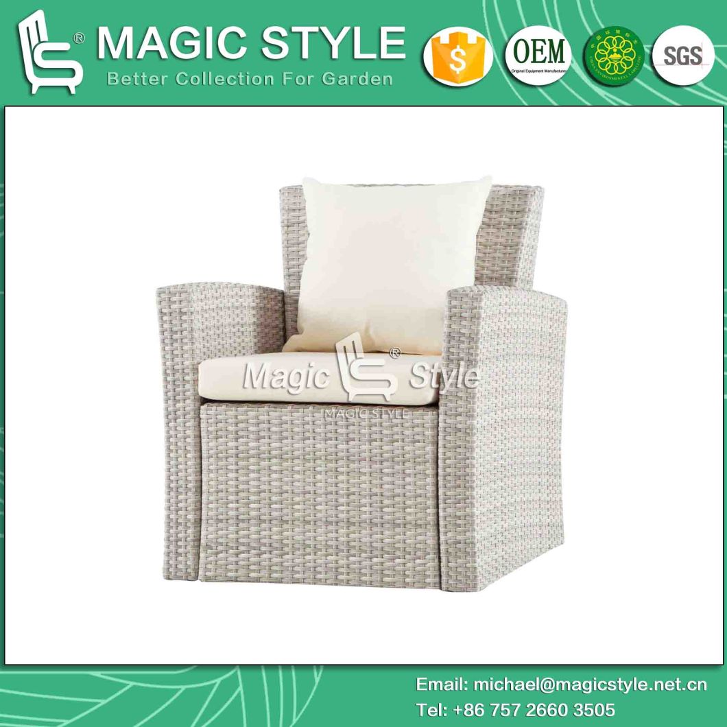 Outdoor Wicker Sofa with Cushion Garden Kd Single Sofa Patio Rattan Double-Sofa Rattan Weaving Sofa with Tea Table Wicker Tea Table Coffee Sofa Set