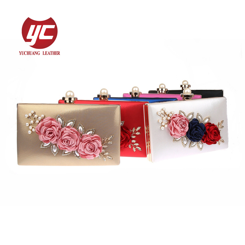 Elegant Ladies Party Fashion Evening Clutch Bag with Beaded Flower