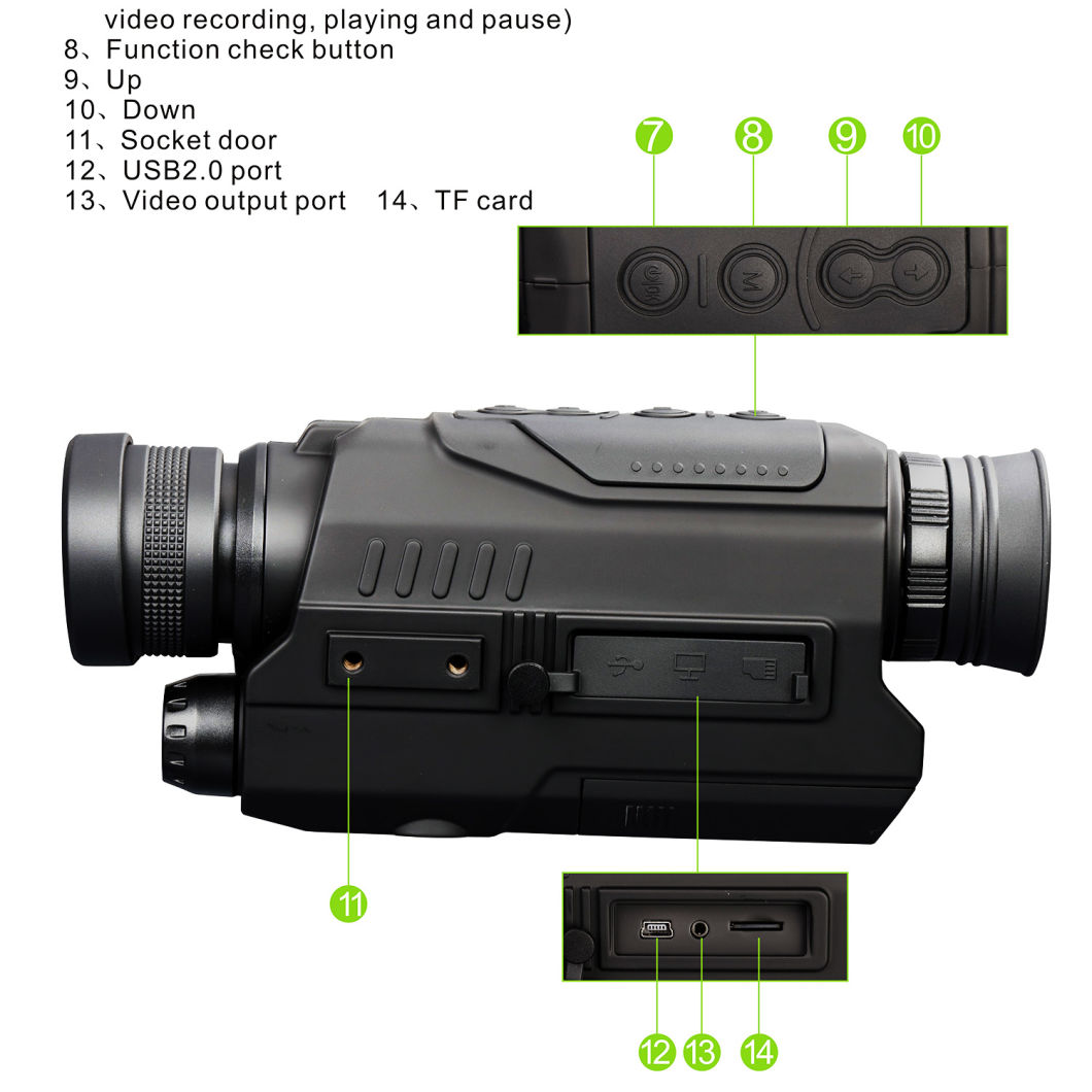 Multi-Function IR Digital Telescope Digital Infrared Night Vision Monocular for Hunting SecurityÂ  Surveillance and Night Observation