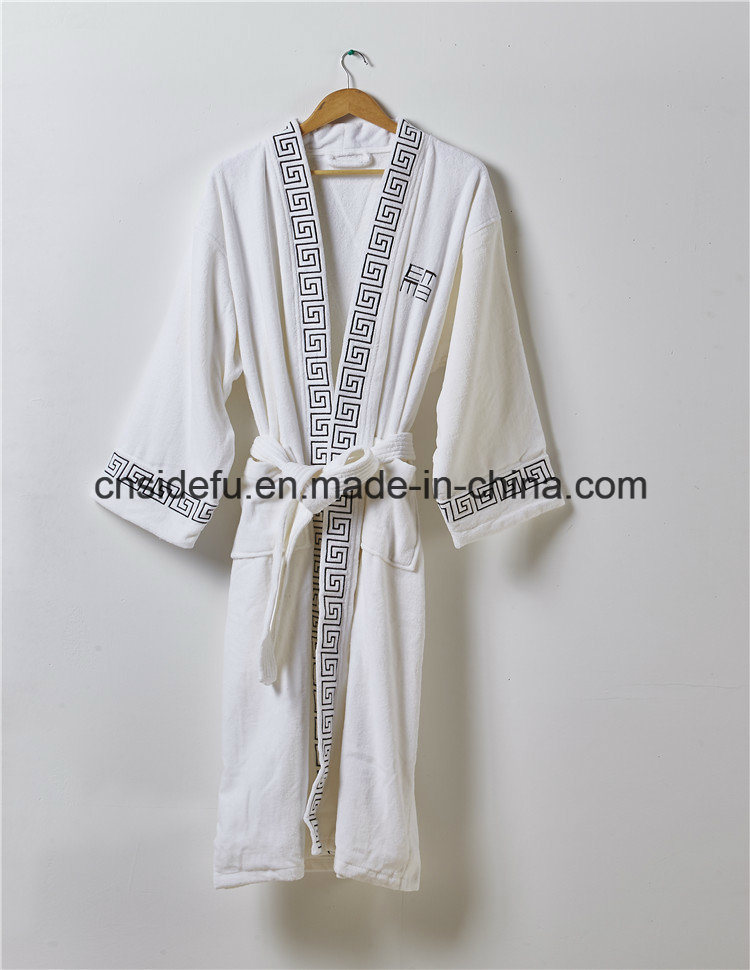 Hotel Velvet Velour White One Piece Designed Linen Bathrobe