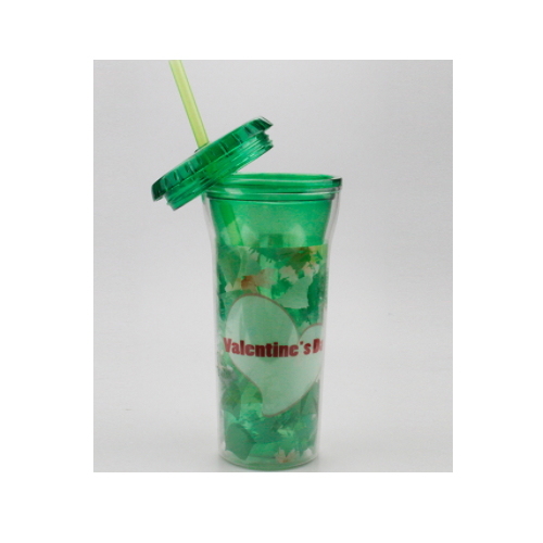 Plastic Coffee Cup with Lid and Straw