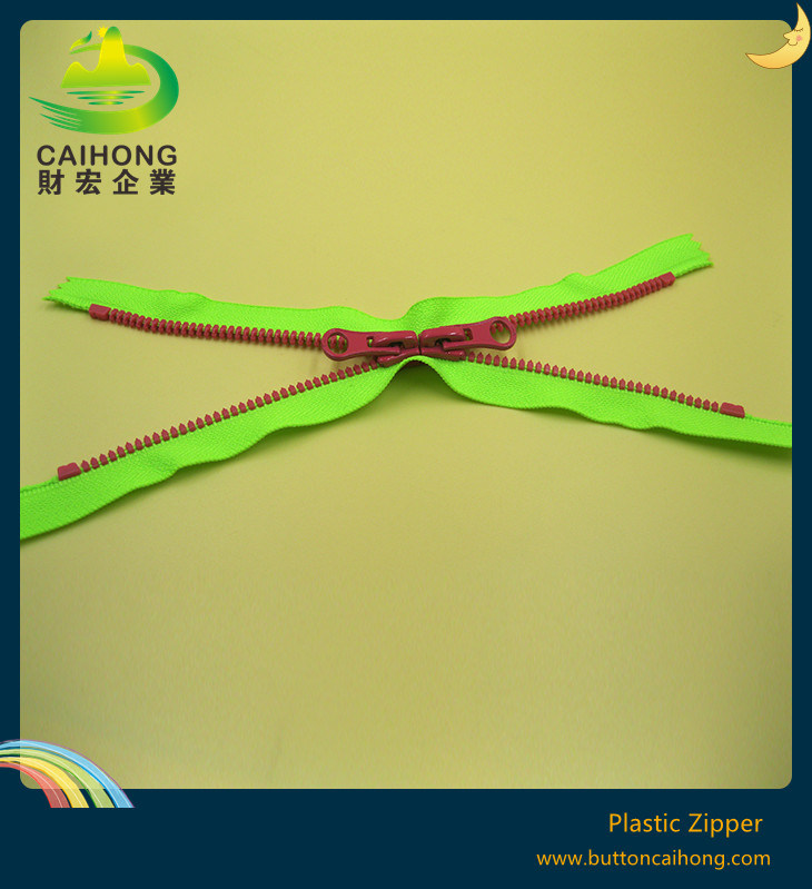 Double Slider Plastic Zipper with Special Teeth for Garment Accessories