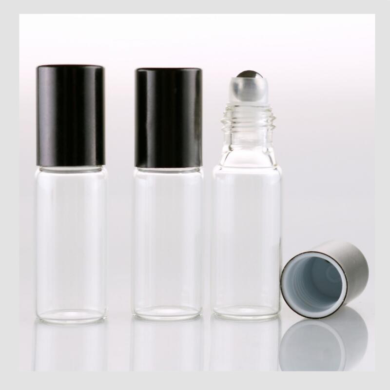 5ml Clear Glass Essential Oil Roller Bottles Glass Roller Balls Aromatherapy Perfumes Lip Balms Glass Roll on Bottle