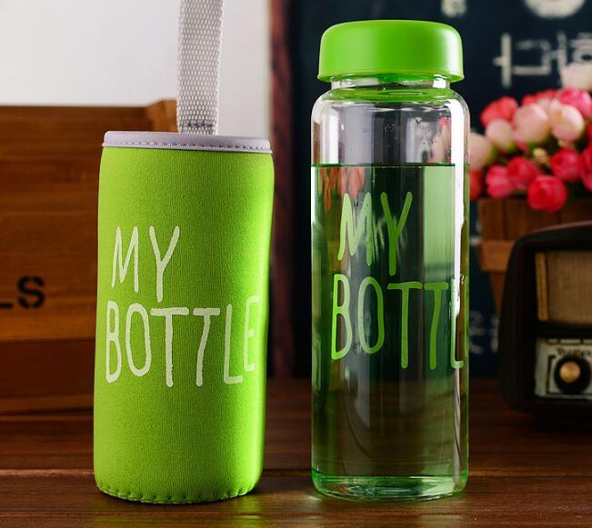 Fashion Design Multicolor Borosilicate Glass Water Bottle Sport Bottle Portable Cup