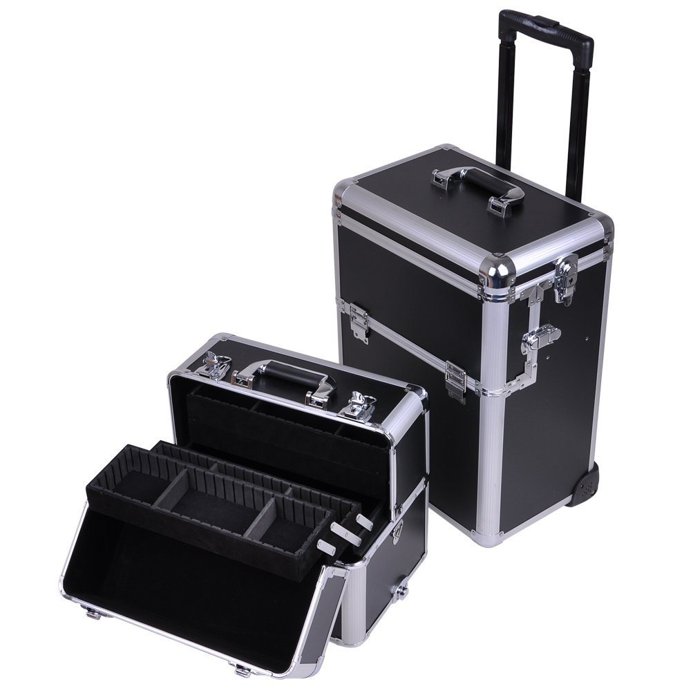 Professional Aluminum Cosmetic Train Makeup Artist Rolling Case Hb-2027