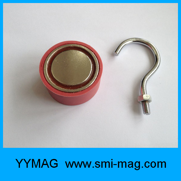 Strong Rubber Coated Red Pot Magnetic Hooks