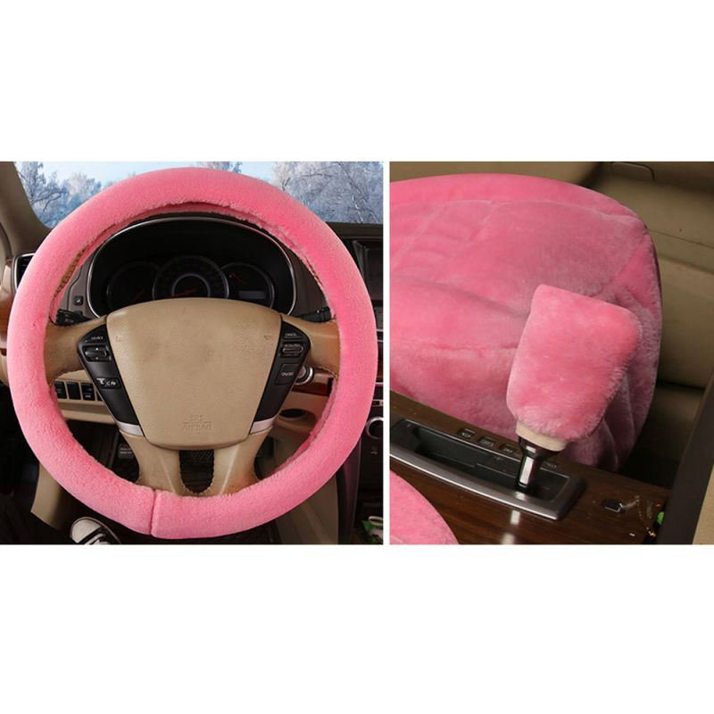 Universal Car Seat Cover for Winter Plush Warm + Steering Wheel Cover + Gear Cover