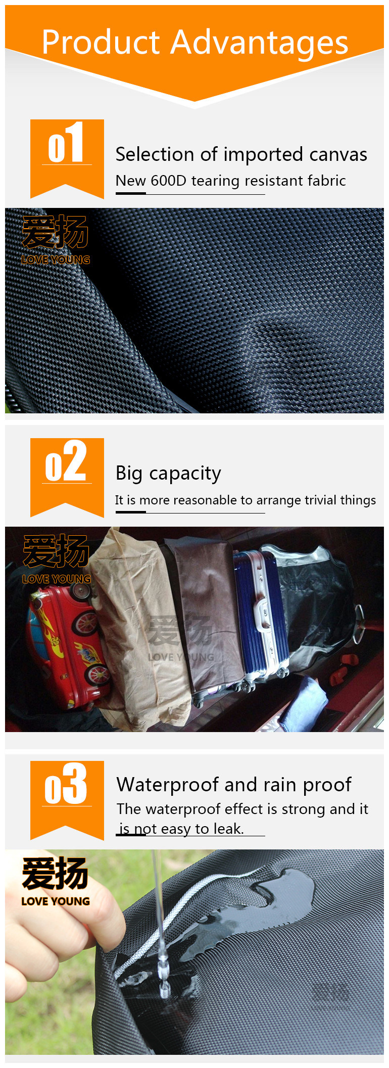 Car Roof Bag Waterproof Roof Top Cargo Bag Luggage Travel Extra Storage Bag