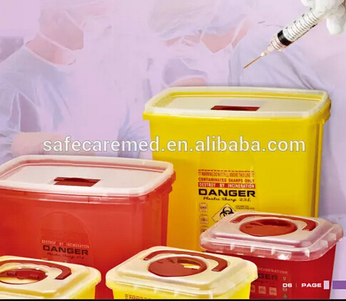 Medical Waste Disposable Recycling Plastic Medical Sharps Containers with Handle