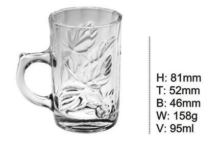 Hot Sale Triangle Shaped Clear Glass Beer Mugs with Handle Sdy-F00921